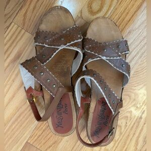 Vintage Yves Saint Laurent Studded Wooden Sandals in Size 38